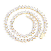 Women's Spring Clasp Heart Zirconia Tennis Necklace #CHA150