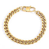 Men's Round Polished Titanium Steel Cuban Bracelet #CHA062