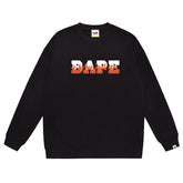 Flame Letter Print Crew Neck Sweatshirt