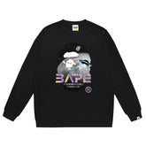 Head Flying Saucer Laser Letter Pattern Print Sweatshirt