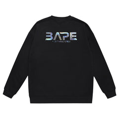 Head Flying Saucer Laser Letter Pattern Print Sweatshirt