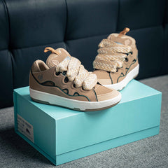 Leather Curb Sneaker Brown