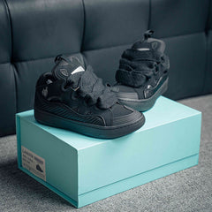 Leather Curb Sneaker Black
