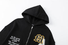 Embroidered Graphic Letter Hoodie #7217