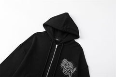 Rhinestone Pattern Letter Hoodie #7219
