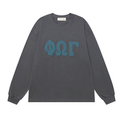 Foamed Print Letter Long-Sleeve T-Shirt #1922