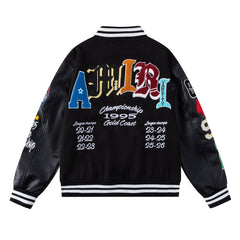 Letter Embroidery Bomber Jacket #A7218