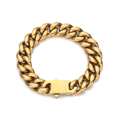 Men's Spring Clasp Stainless Steel Cuban Bracelet #CHA010