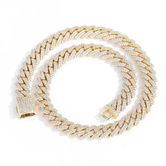 Men's Double Row Diamond Diamond Cuban Necklace #CHA089