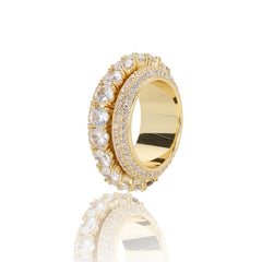 Men's Five-row Micro-paved Zirconia Rotating Ring