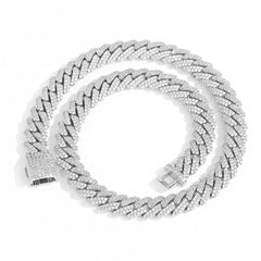 Men's Double Row Diamond Diamond Cuban Necklace #CHA089