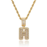Men's Women's Zirconia Alphabet Pendant Necklace