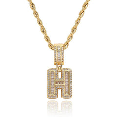 Men's Women's Zirconia Alphabet Pendant Necklace