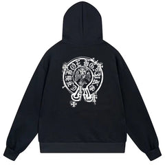 Letter Cross Pattern Hoodie #B38
