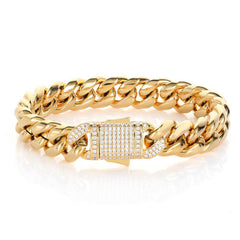 Men's Zirconia Spring Clasp Cuban Bracelet #CHA024
