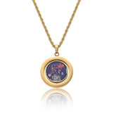 Men's Double-sided Rotating Photo Frame Pendant Necklace