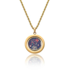 Men's Double-sided Rotating Photo Frame Pendant Necklace
