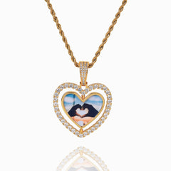 Women's Rotatable Love Photo Frame Pendant Necklace