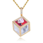 Men's Memory Frame Pendant Micro-Inlaid Zirconia Necklace