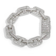 Men's Full Diamond Pig Nose Zircon Cuban Bracelet #CHA039