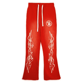 Retro washed Flare pants Red