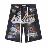 Rhinestone Pattern Denim Shorts #V808