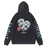 Theater Masks Print Cotton Hoodie