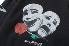 Theater Masks Print Cotton Hoodie