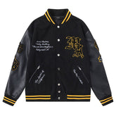 Appliquéd Wool-Blend and Full-Grain Leather Varsity Jacket