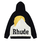 Sunset Snow Mountain Cardigan Hooded Sweater