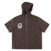 Embroidered Sporty Zipper Short-sleeved Jacket