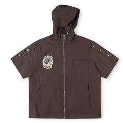 Embroidered Sporty Zipper Short-sleeved Jacket