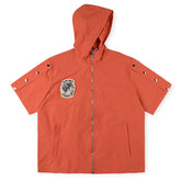 Embroidered Sporty Zipper Short-sleeved Jacket “Orange”
