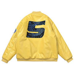Leather Logo Bomber Jacket