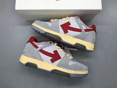 OFF-WHITE Out Of Office OOO Low Tops Light Grey Red