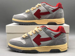 OFF-WHITE Out Of Office OOO Low Tops Light Grey Red