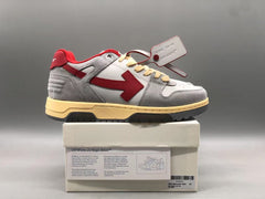OFF-WHITE Out Of Office OOO Low Tops Light Grey Red