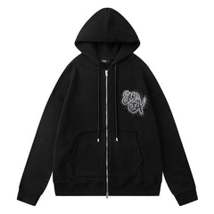 Relaxed Zip Up Cotton Hoodies