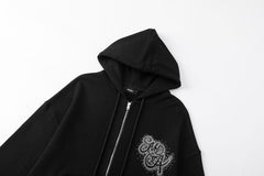 Relaxed Zip Up Cotton Hoodies