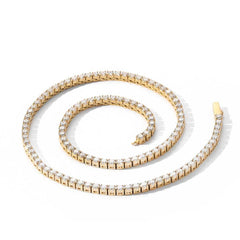 Men's Spring Clasp Stainless Steel Tennis Zirconia Necklace #CHA054