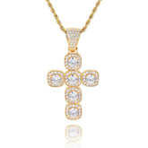 Men's Rock Sugar Cross Pendant Zircon Necklace
