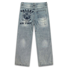 Letter Rhinestones Pattern Jeans #V8288