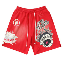 Classic Letter Avatar Washed Shorts