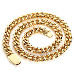 Men's Spring Clasp Titanium Steel Cuban Necklace #CHA030