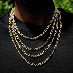 Men's Lobster Clasp Stainless Steel Figaro Necklace #CHA074