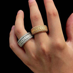 Men's Rotatable Micro-paved Zirconia Cuban Ring