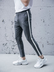 MODP Grey Ankle Pants Bold Stripes