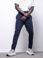 MODP Navy Ankle Pants Bold Stripes