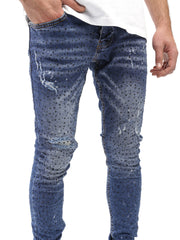 MODP Full Rhinestone Blue Jeans