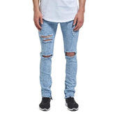Socool slim jeans with rips in light wash blue